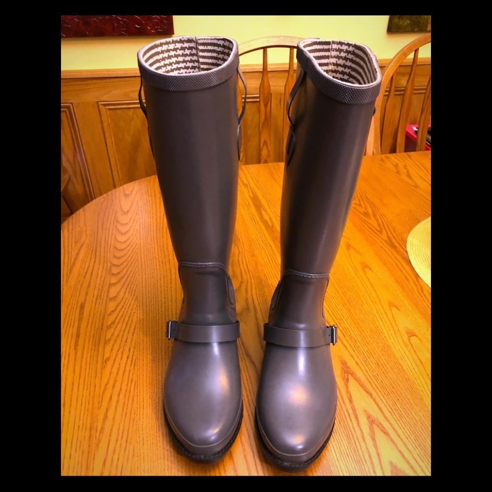 LL Bean Tall Wellies in Gray sz 8 Medium new